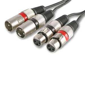 Pulse Twin 3 Pin XLR Male to XLR Female Lead 1.2m Black Dual Stereo Left & Right - Picture 1 of 1