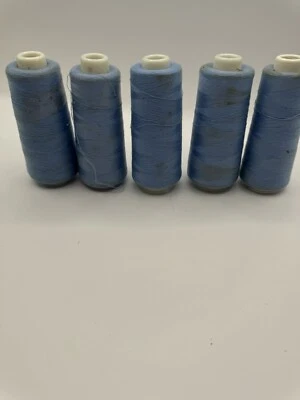 Lot of 5 Beachwood Ltd Overlock Thread Spools: Blue Used - Image 1 of 4
