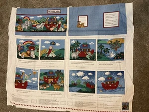 Vintage Noah's Ark Soft Book Fabric Panels by Cranston Cotton Fabric NEW Uncut - Bild 1 von 8