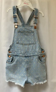 Marks and Spencer Dungaree Shorts - Age 8-9 years old - Blue with Daisy Flowers - Picture 1 of 4