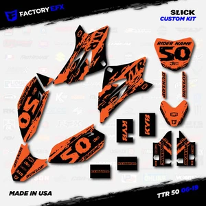 Black Orange Slick Racing Graphics kit fits 2006-2025 YAMAHA TTR50 TTR 50 06-25 - Foto 1 di 5