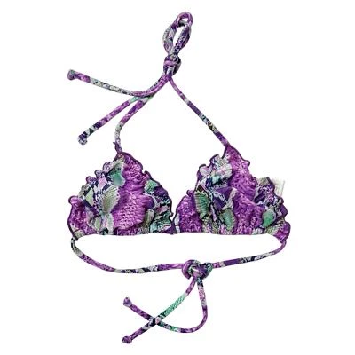 PQ Swim Lettuce Edge Tri Top in Purple Snake Print Size M - Image 1 of 4