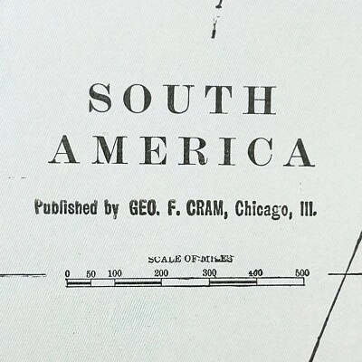Antique South America Map 1901 Brazil Columbia Equador Original 14” X 22” - Image 1 of 4