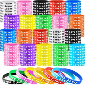 Jesus Loves You Silicone Bracelets – Colorful Christian Wristbands for Kids & Pa - Picture 1 of 12