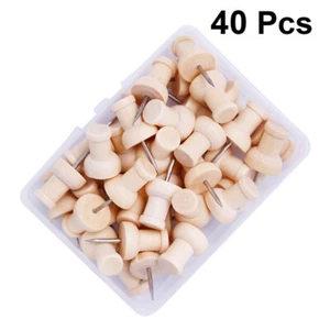 40pcs sticky tack Diy Craft Thumbtack Wood Thumb Tacks Memo Board Push Pin - Picture 1 of 11