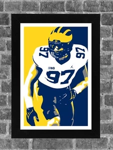 Michigan Wolverines Aiden Hutchinson Porträt Sport Druck Kunst 11 x 17 Zoll - Bild 1 von 2