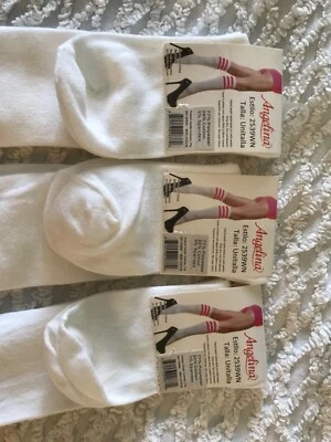 3 pares de calcetines hasta la rodilla Angelina para mujer blancos con rayas rosa púrpura amarillo Foto 1 de 4