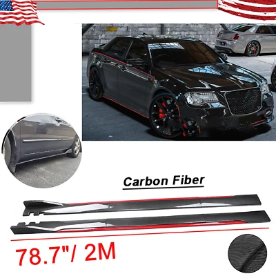 Carbon Fiber Look Side Skirt Extension Spoiler Splitter For Chrysler 300 C SRT8 Foto 1 de 4