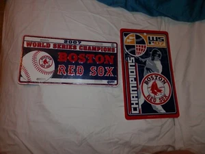 Boston Red Sox wall sign & license plate lot vtg new 2007 World Series Champs - Picture 1 of 8