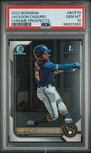 2022 Bowman Chrome Prospects Jackson Chourio PSA 10 #BCP79 MILWAUKEE BREWERS - Picture 1 of 2