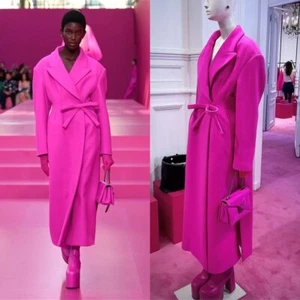 New Pink Long Overcoat Jacket Women Suits Blazer Wool Cashmere Winter Thick Coat - Picture 1 of 11