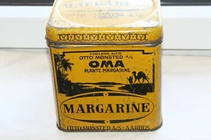 antike große Blechdose Dose Dänemark Otto Monsted Aarhus Margarine OMA um 1930 - Picture 1 of 10