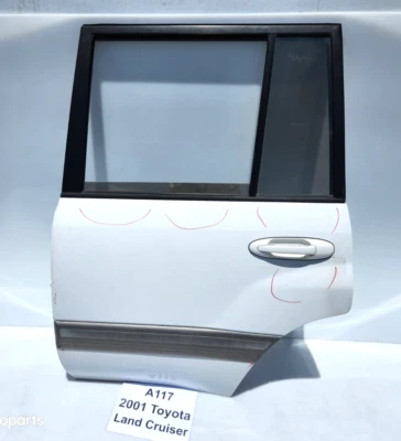 ✅ 98-02 OEM Toyota Land Cruiser J100 Carcasa Puerta Conductor Trasera Izquierda Blanca con Vidrio Foto 1 de 4