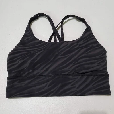 Lululemon Women Sports Energy Longline Bra 6 Gray Zebra Print Medium Support - Image 1 of 4