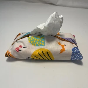 Pocket Tissue Holder Handmade Trees Nature Birds Foxes Mushroom Double Sided 5x3 - Picture 1 of 3