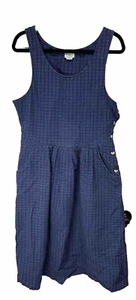 Vintage L.L. Bean Sleeveless Maxi Dress Sz 12 Overalls Buttons Grandma 90s - Picture 1 of 4