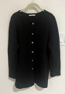 Bryn Walker Button Front Cardigan Sweater Lagenlook Sz M Black - Picture 1 of 8