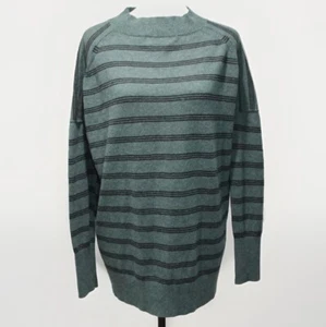 Hatch Maternity Merino Sweater Wool Green Black Striped Drop Shoulder Crew XS - Picture 1 of 6