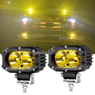 2x Yellow LED Work lights Spot Lights Lamps Fit For Toyota 4Runner Tacoma RAV4 Foto 1 de 4