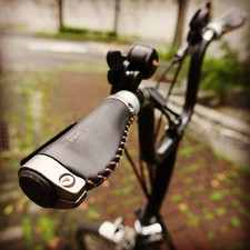 Short leather grips (Ergonomic Palm-Rest) for Brompton M or H bar (MiniMODs)