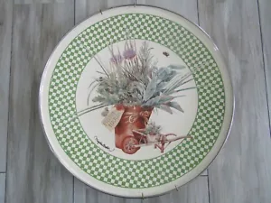 Marjolein Bastin Natures Sketchbook Fresh Herbs Large Enamel Plate 13 3/4" - Picture 1 of 4