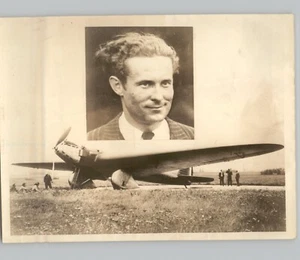 Foto de prensa de avión 'arco iris' piloto francés Jean Mermoz 1933 - Imagen 1 de 2