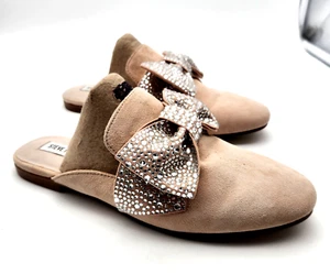 Steve Madden Mules Shoes Harlan Embellished Suede Bow Rhinestones HARLO 1S1 Sz 8 - Picture 1 of 8