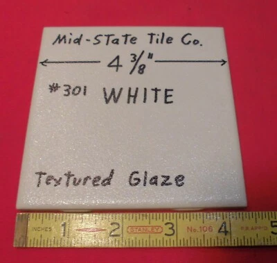 1 pc. Vintage *White Crystal Glaze* Ceramic Tile 4-3/8" by Mid-State Co.  NOS - Image 1 of 4