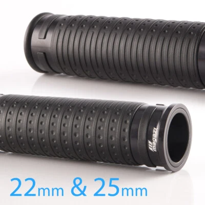 Empuñaduras estilo Cyber negro TPR + moldura de aluminio negro 22 mm x1 + 25 mm x1 se adapta a Kawasaki Foto 1 de 4