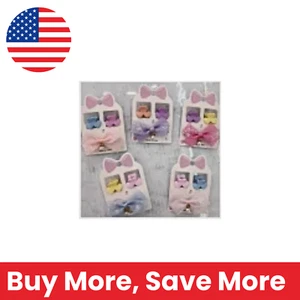 Lindo juego de horquillas con banda de goma con lazo - diseño de brillo multicolor - Imagen 1 de 4