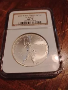 2006-P Ben Franklin Scientist Commemorative Silver Dollar : NGC MS70 - Picture 1 of 4
