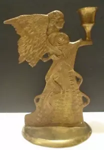 "Portavelas ángel de latón liso de 8" - Imagen 1 de 9
