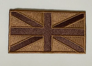 Embroidered Union Jack British Patch Iron On/ Sew On Black UK Flag Badge - Foto 1 di 1