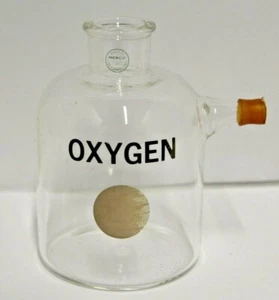 Vintage Mercer Glass Works "Oxygen" Pyrex Laboratory Lab Bottle 400ml - Picture 1 of 12