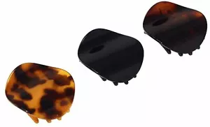 Parcelona French Onde Shell Black Savana piccolo artiglio per capelli laterale in celluloide 3 pezzi - Foto 1 di 9