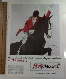 1950 H. Moreau Et C.& Je Reviens Worth Ads 12.5 X 9.25 In. Paris Equestrian Rare - Picture 1 of 7