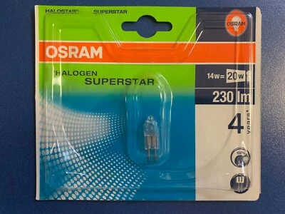 OSRAM Halogen Stiftsockellampe HALOSTAR SUPERSTAR 14W=20W 12V G4 DIMMBAR ! 67423 - Bild 1 von 2