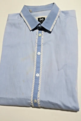 Camisa D&G DOLCE & GABBANA Mediure Para Hombre Botón Delantero Azul Talla 17.5 (44) Foto 1 de 4