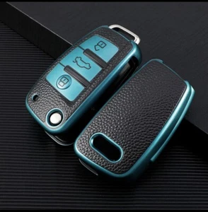 Funda llave adecuada para Audi A1 A3 A4 A6 Q3 Q5 Q7 TT cuero verde - Imagen 1 de 2