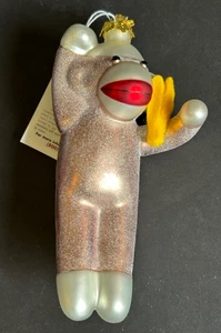 Calzino ornamento vetro soffiato disegni ciliegia scimmia banana vacanza 7 pollici nuovo con etichette regalo - Foto 1 di 11