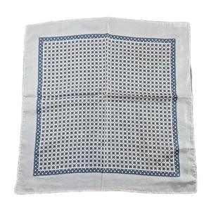 Dunhill Tailor Made in Italy Silk Pocket Square Scarf Blue White Geometric - Picture 1 of 9