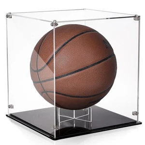Basketball Vitrine, klar Acryl Fußball Halter mit schwarzem Ständer, UV P... - Bild 1 von 8