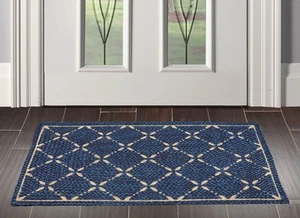 2x3 Braided Handspun Jute Mat Modern & Contemporary Area Rug Blue - Picture 1 of 4