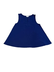 Attitudes by Renee Women's Liquid Knit Dip Hem Keyhole Tunic Blouse Size XL BLUE - Picture 1 of 15