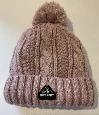 JPN Superdry винтажный кабель трикотажа Beanie розовый - один размер шляпа - Изображение 1 из 4