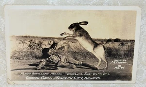 170n. DOPS RPPC EXAGGERATED, GARDEN GRILL, GARDEN CITY, KS NEED HEAVY ARTILLERY - Picture 1 of 2
