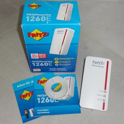 AVM FRITZ!Powerline 1260E WiFi AC 1200 Mbit/s Gigabit LAN komplett OVP - Bild 1 von 2