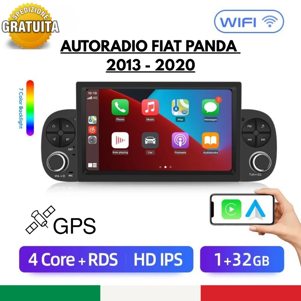 Autoradio Android Fiat Panda Stereo Auto 2 Din Schermo 9" Pollici Radio GPS USB - Immagine 1 di 4