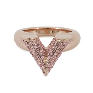 LOUIS VUITTON Essential V Strass Ring Size S Metal/Rhinestone Pink/Pink Gold... - Picture 1 of 12