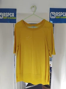 Jigsaw Women’s Yellow 100% Wool Short Sleeve Knit Top Womens Size Medium - Picture 1 of 5